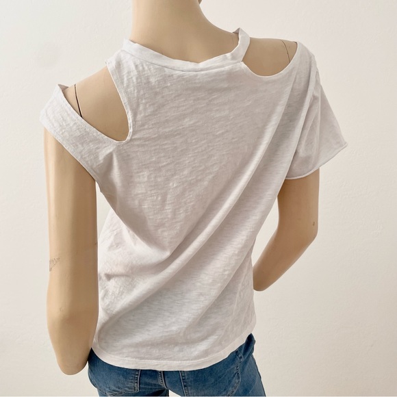 LNA- white cold shoulder white tee- small - Picture 4 of 12